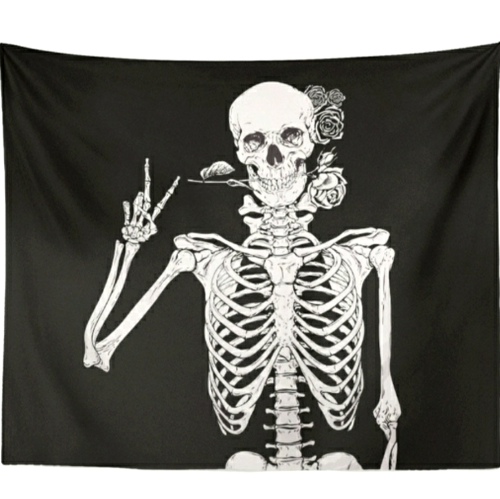 Skeleton with Rose 3D Graphic Wall Art Tap…
